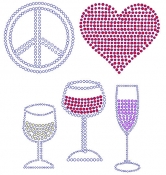 Peace Love Wine Rhinestone Transfer