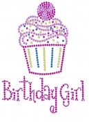 Birthday Girl Rhinestone Transfer with cupcake