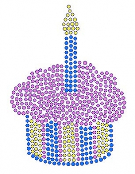 Birthday Cupcake One Rhinestone Transfer