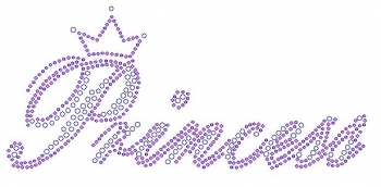 Princess with small crown Rhinestone Transfer Clear Stones & Pink Studs