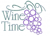 Wine Time Rhinestone Transfer