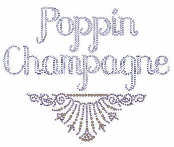 Popping Champagne Rhinestone Transfer