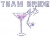 Team Bride Martini Glass Rhinestone Transfer