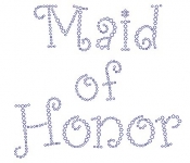 Maid of Honor Curly Font  Rhinestone Transfer