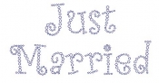 Just Married Curly Font Rhinestone Transfer