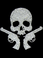 Small Skull & Guns Rhinestud Transfer