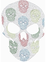 Rhinestone Transfer Clear Skull with Color Skulls