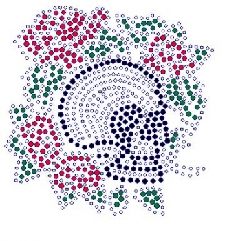 Small Rose Skull Rhinestone Transfer