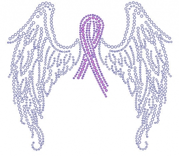 Wings and Pink Ribbon Rhinestone Transfer