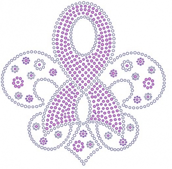 Pink Ribbon Fleur Rhinestone Transfer