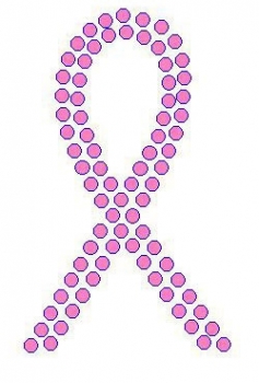 Small pink ribbon rhinestone transfer