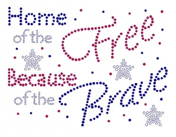 Home of the Free Because of the Brave Rhinestone Transfers