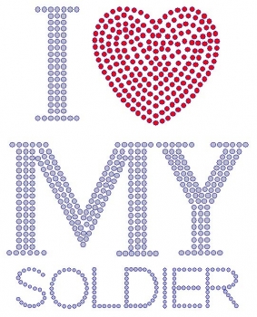 I Heart My Soldier Rhinestone Transfers