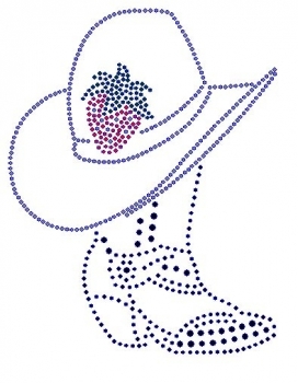 Boot and Hat with Strawberry Rhinestone Transfer