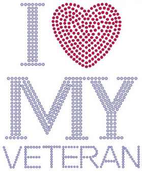I Heart My Veteran Rhinestone Transfers