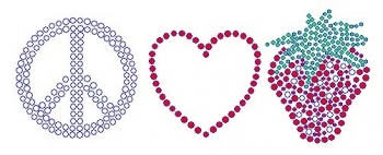 Peace Love Strawberry Rhinestone Transfer
