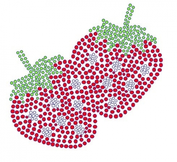 Dual Strawberries Rhinestone Transfer