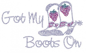 Got My Boots On with Strawberry Rhinestone Transfer