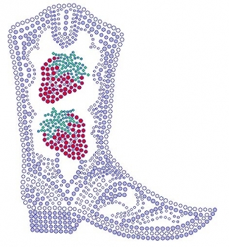 Boot with Strawberry Rhinestone Transfer