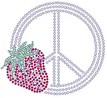 Peace sign with Strawberry Rhinestone Transfer