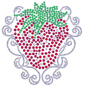 Medium Strawberry with Scroll Rhinestone Transfer