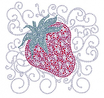 Extreme Strawberry Scroll Rhinestone Transfer