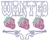 Wanted Strawberries with Guns Rhinestone Transfer