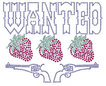 Wanted Strawberries with Guns Rhinestone Transfer