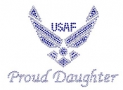 USAF Proud Daughter Small Rhinestone Transfers