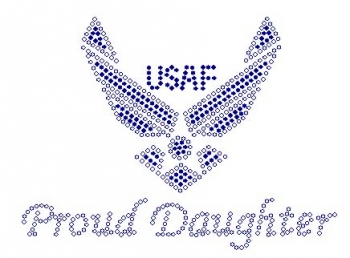 USAF Proud Daughter Small Rhinestone Transfers