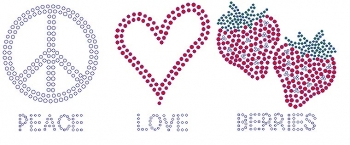 Peace Love Strawberry  Rhinestone Transfer words