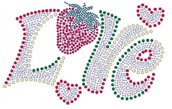 Love Strawberry Rhinestone Transfer