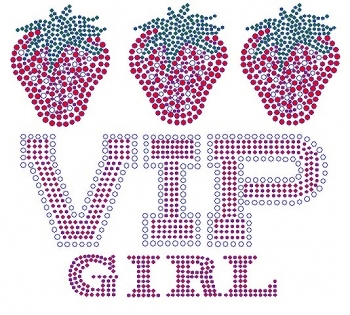 Strawberry VIP Girl Rhinestone Transfer
