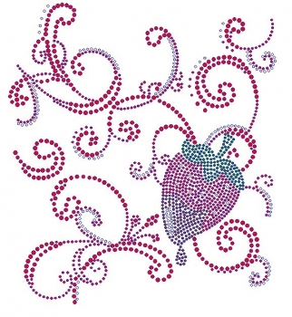 Scroll with Strawberry Rhinestone Transfer