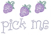 Pick Me Strawberry Rhinestone Transfer