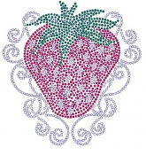 Strawberry with Scroll Rhinestone Transfer