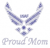 USAF Proud Mom Rhinestone Transfers