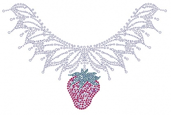 Strawberry Neckline Rhinestone Transfer