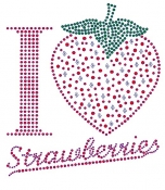 I Heart Strawberries Rhinestone Transfer