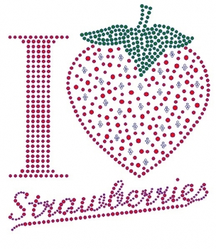 I Heart Strawberries Rhinestone Transfer
