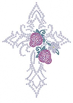 Cross with Strawberries Rhinestone Transfer