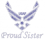 USAF Proud Sister Rhinestone Transfers
