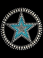 Circle and Star Rhinestone Transfer Teal