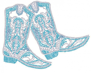 Cowboy boots crystal rhinestones and  teal studs