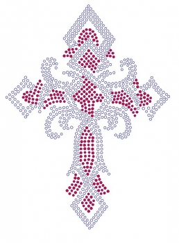 Cross Clear and Red rhinestone transfer