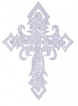 Clear Cross with Scrolls Rhinestone Transfer
