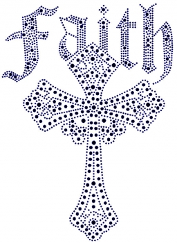 Faith with Cross Black rhinestud transfer