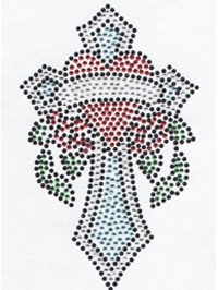 Small Love Cross Rhinestone Transfer