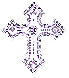 Cross Small Pink Rhinestone Transfer