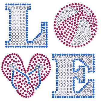 Love with Beach Ball and Flip Flops Rhinestone Transfer